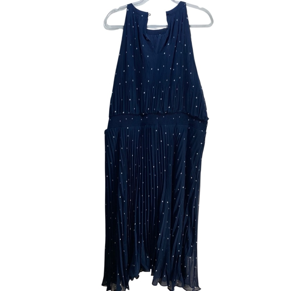 City Chic Plus Halter Chiffon Paris Spot Midi Dress Polka Dot Navy White XXL - Picture 5 of 11
